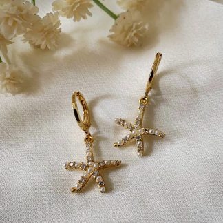 Pearla Gold Starfish Huggie Hoop Earrings