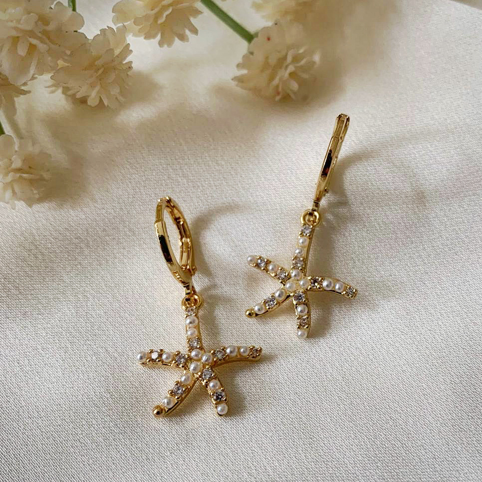Pearla Gold Starfish Huggie Hoop Earrings